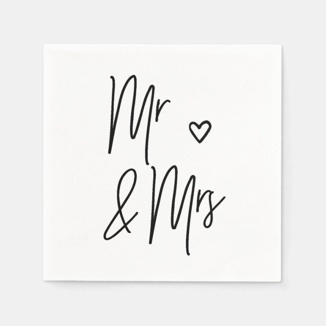 Mr. und Mrs. Wedding Cocktail Napkins Hochzeitsdek Serviette (Vorderseite)