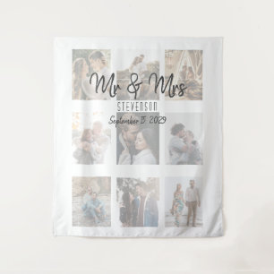 Mr. und Mrs. Wedding Foto Collage Tapestry Wandteppich