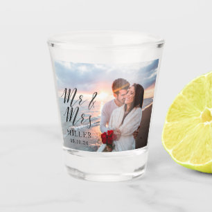 Mr. und Mrs. Wedding Foto Personalisiert Schnapsglas
