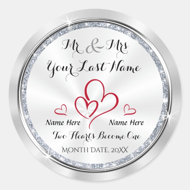 Mr. und Mrs. Wedding Stickers Personalisiert (Vorderseite)