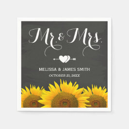 Mr. und Mrs Wedding Sunflowers Chalkboard Elegant Serviette