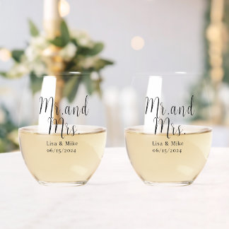 Mr. und Mrs. Wedding Wine Glasses Weinglas Ohne Stiel