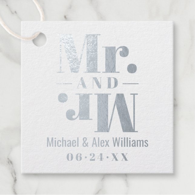 Mr. Wedding Monogram for Two Grooms Gold Geschenkanhänger (Vorderseite)