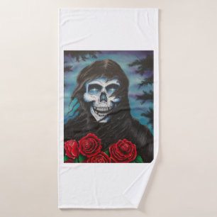 "Mr Wicked" Sensenmann mit Rose Badetuch Badehandtuch