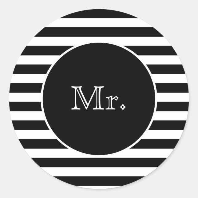 Mr. with Black & White Stripes Runder Aufkleber (Vorderseite)