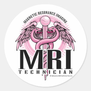 MRI Pink Caduceus Runder Aufkleber