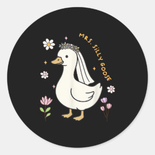 Mrs Albern Goose Bride to be Wedding Bride Groom M Runder Aufkleber