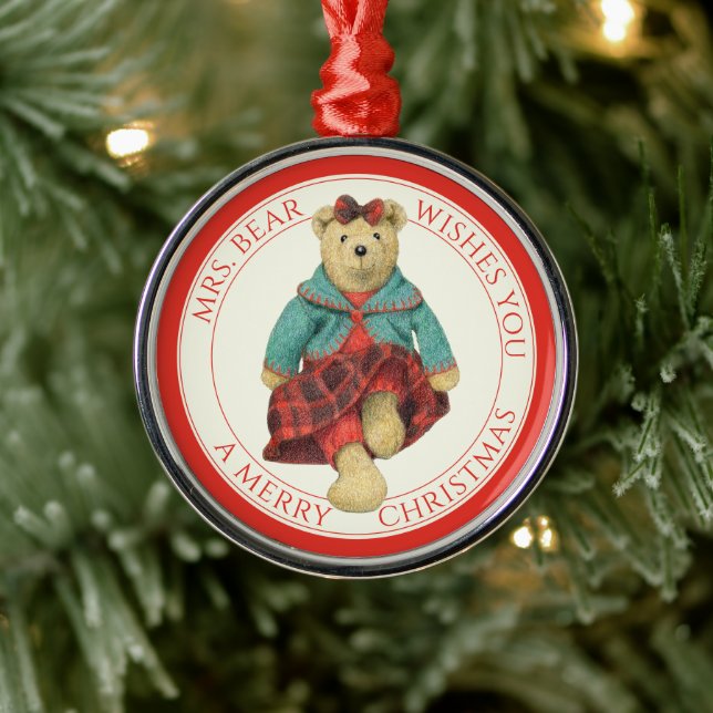 MRS. BEAR Premium Runde Ornamente + Text (Baum)