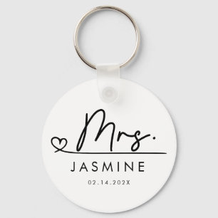 Mrs. Black Modern Script Custom Wedding Monogram Schlüsselanhänger
