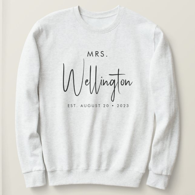 Mrs Black Script Individuelle Name Bridal Newlywed Sweatshirt (Design vorne)