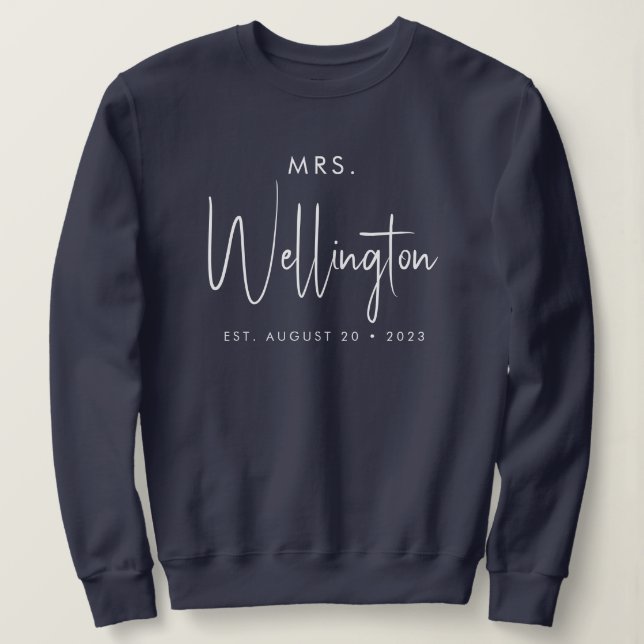 Mrs Black Script Individuelle Name Bridal Newlywed Sweatshirt (Design vorne)