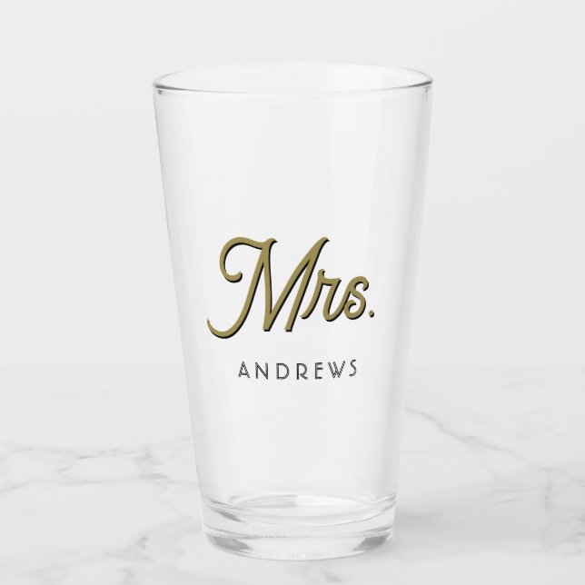Mrs. black script und Ihr verheirateter Nachname Glas (Vorderseite)