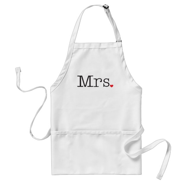 Mrs. Black Typwriter Red Heart Womens Wedding Schürze (Vorne)