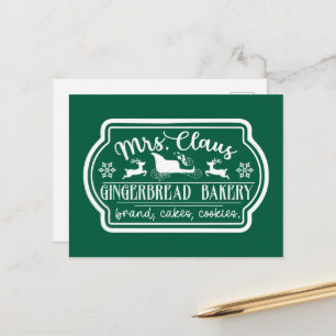 Mrs. Claus Lebkuchenbäckerei Feiertagspostkarte