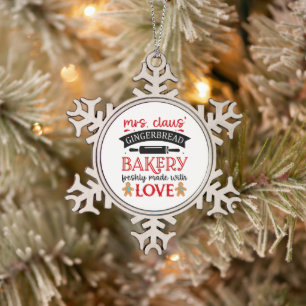Mrs. Claus Lebkuchenbäckerei Schneeflocken Zinn-Ornament