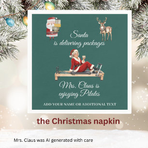 Mrs. Claus macht Pilates Namen Serviette