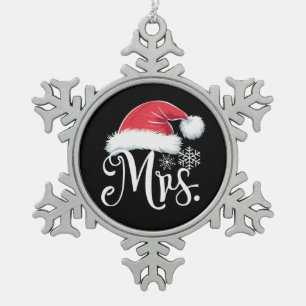 Mrs Claus Paples Matching Christmas Pajamas Santa Schneeflocken Zinn-Ornament