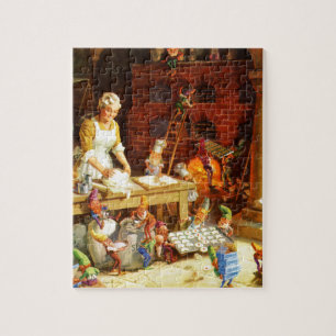 Mrs. Claus und Santas Elfen backen Weihnachtsplätz Puzzle