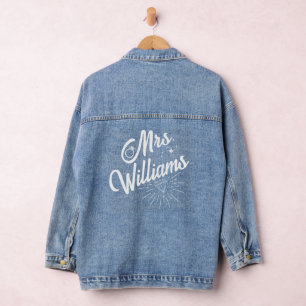 Mrs Custom Bride Name Vintag Chic Wedding Geschenk Jeansjacke