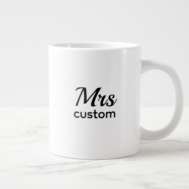 Mrs Custom Personalized Name Mug–Classic Minimalis Jumbo-Tasse (Rechts)