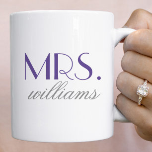 Mrs. Elegant Lila Personalisiert Wedding Monogram Kaffeetasse