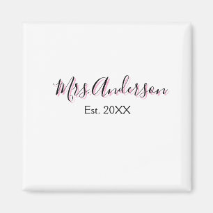 Mrs. Familienname Vorname schwarz pink est Jahr mo Magnet