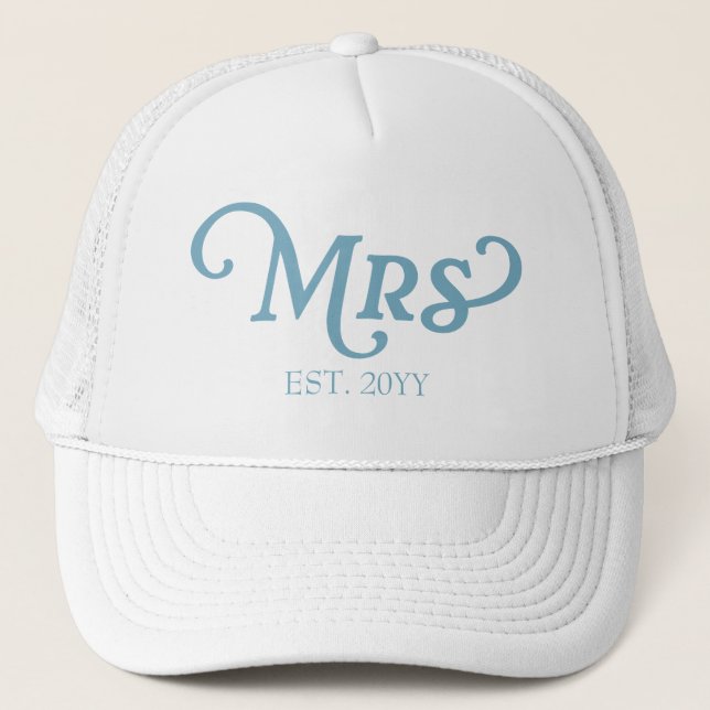 MRS Hat Est.Year Custom Bridal Hat Bachelorette Truckerkappe (Vorderseite)