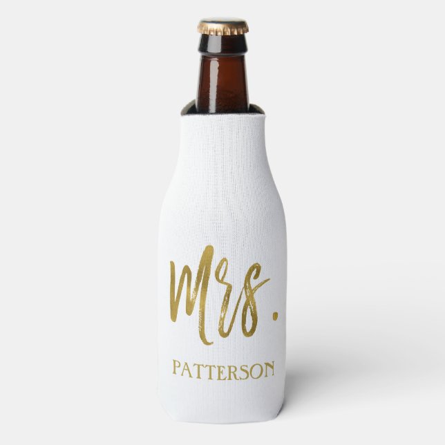 Mrs Last Name Gold Foil Flasche Cooler Flaschenkühler (Flaschenvorderseite)