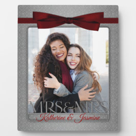 Mrs. Lesbian Gay Wedding Foto von Frame Silver Fotoplatte