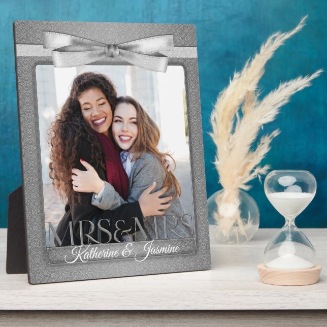 Mrs. Lesbian Gay Wedding Silver Foto Frame Fotoplatte (Seite)