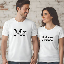 Mrs | Misses Family Name Custom Couples Womens T-Shirt