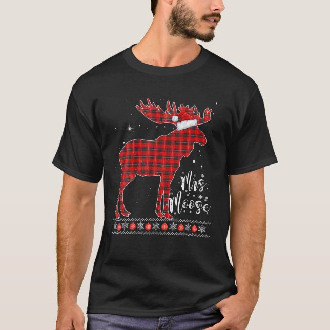 Mrs. Moose | Red Kariert Buffalo Matching Family P T-Shirt (Vorderseite)