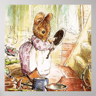 "Mrs Mouse Cleans Pots and Pans" von Beatrix Potte Poster