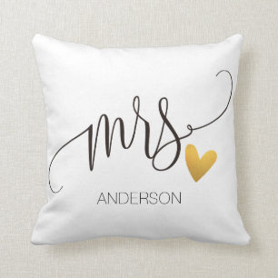 Mrs Mr. & Mrs.  Calligraphy Personlized Wedding-2 Kissen