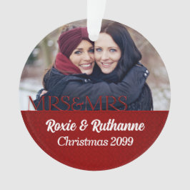 Mrs. & Mrs. 1. Christmas Red Damask Foto Ornament