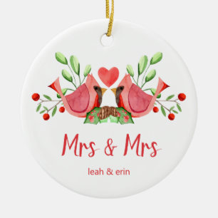 Mrs. & Mrs. Kardinal Lovebirds Personalisiert Keramik Ornament