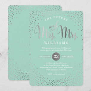 MRS & MRS STYLISCHE HOCHZEIT silberne Konfetti-Min Einladung