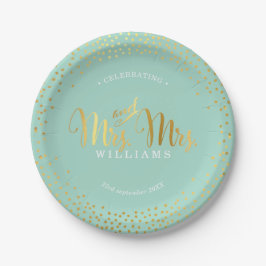 MRS & MRS STYLISH WEDDING TABLE confetti Goldminze Pappteller