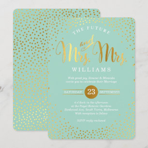 MRS & MRS STYLISH WEDING Gold Konfetti-Minze Einladung