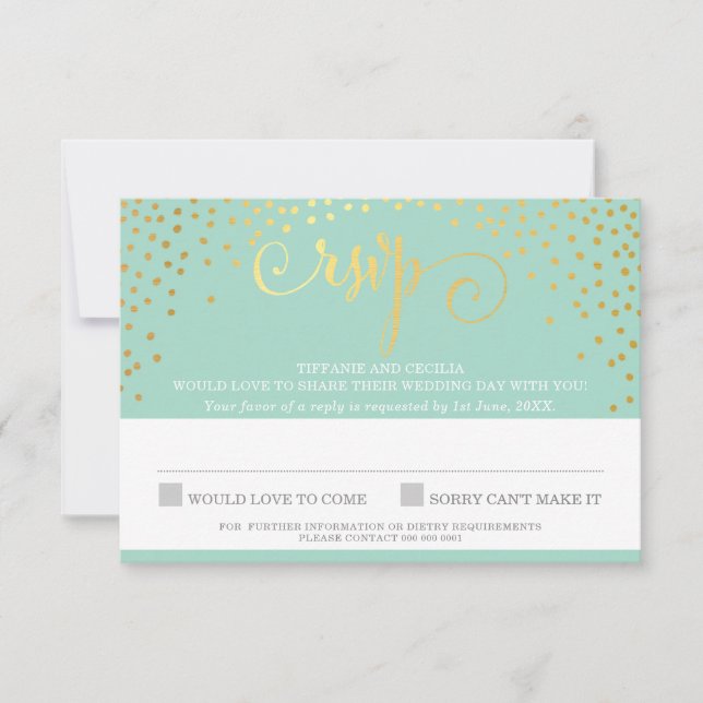 MRS & MRS UAWG REPLY Stilvolle Goldbonbonbon RSVP Karte (Vorderseite)