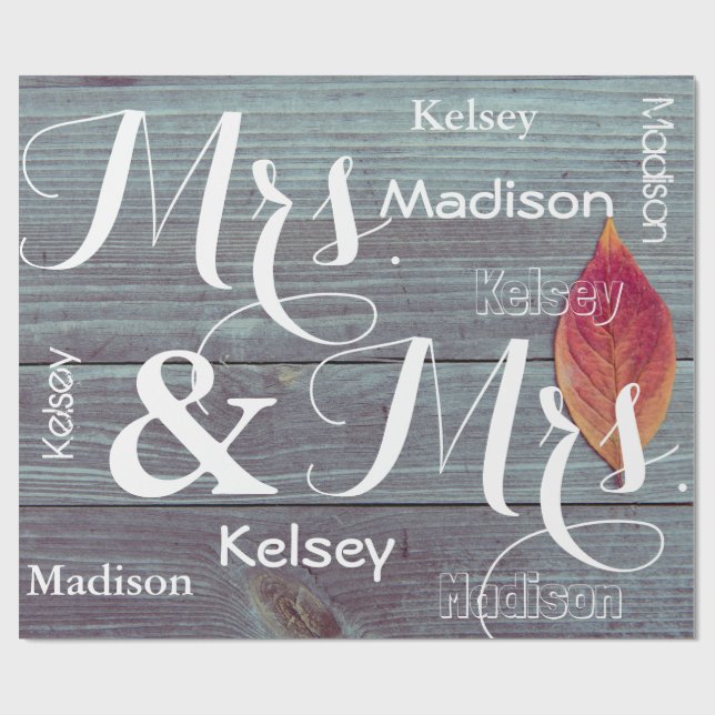 Mrs. & Mrs. Wedding/Anniversary Personalisiert Nam Geschenkpapier (Flach)
