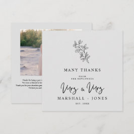 MRS & MRS Wedding Black Fancy Minimalist Branches Dankeskarte