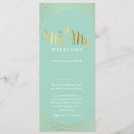 MRS & MRS WEDDING PROGRAM glam gold confetti mint Programm