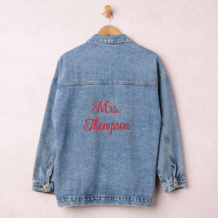 Mrs. Name rote Schrift Jeansjacke