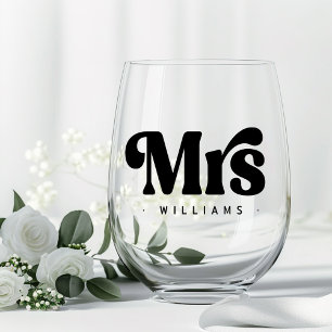 Mrs. namer alle Farbe Retro Schriftart Hochzeit Weinglas Ohne Stiel