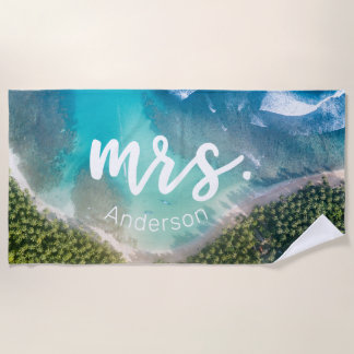 Mrs Newlywed Beach Foto Bride Personalisiert Strandtuch