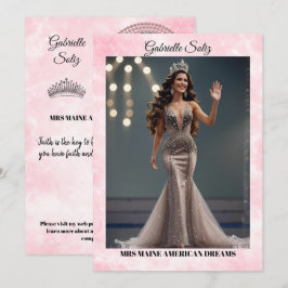 Mrs Pageant Autogrammkarte Pink Marmor QR Code Einladung
