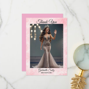 Mrs Pageant Dankeskarten Elegantes Rosa Marmor Dankeskarte