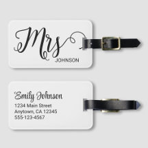 Mrs Personalisierte Elegante Schrift Braut Name We