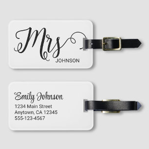 Mrs Personalisierte Elegante Schrift Braut Name We Gepäckanhänger